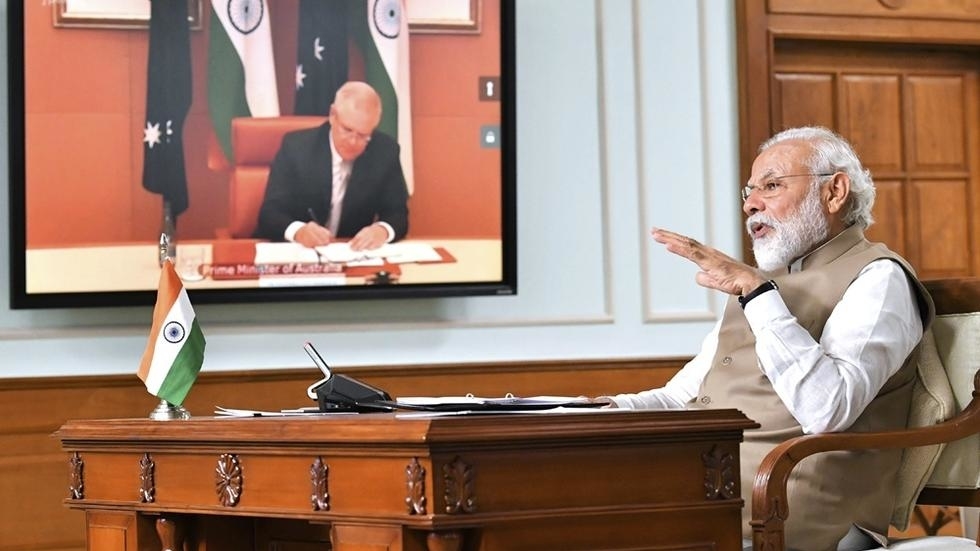 6月4日印澳两国首脑参加视频峰会资料图片