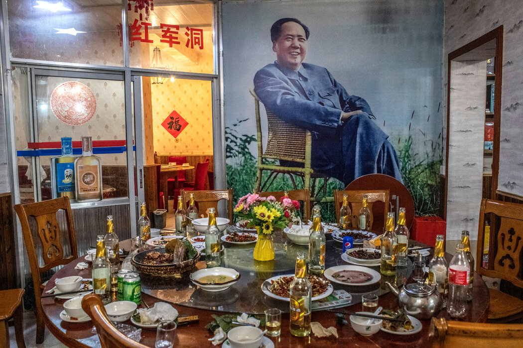 在井冈山一家餐馆的毛泽东画像