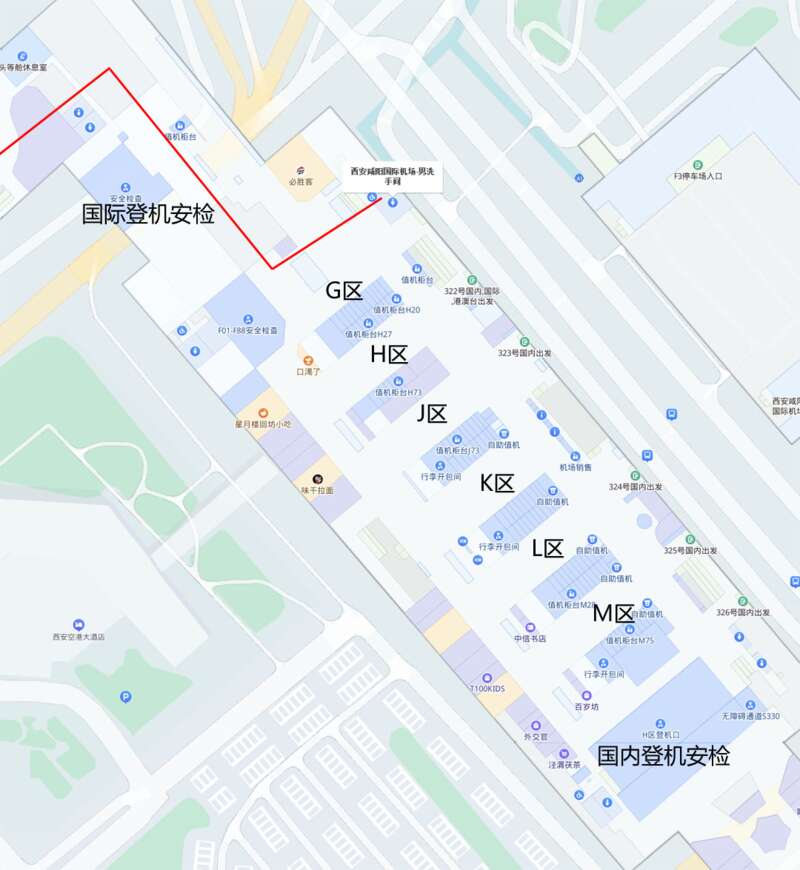 这里距离国际远机位登车口的管道距离，也相对最近