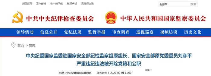 中央纪委国家监委网站截图