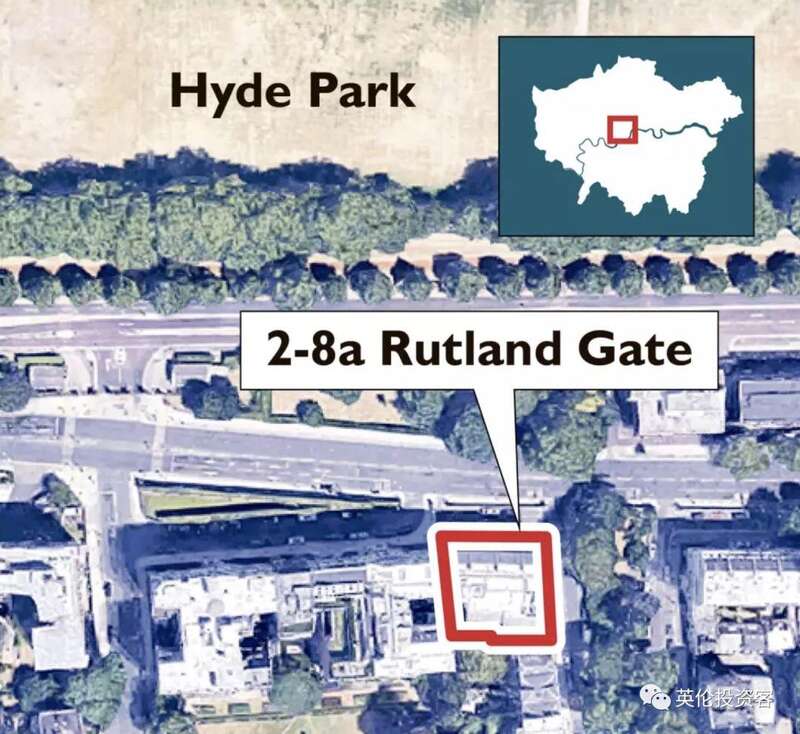 这一房产位于伦敦南肯辛顿地区，具体地址是2-8a Rutland Gate