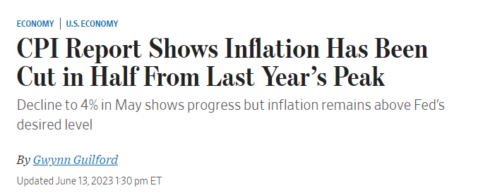 美国5月份通胀率达4%，为2021年3月以来最低年增长率