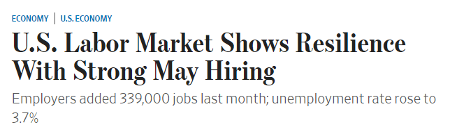 5月美国非农新增数据