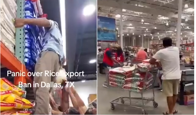 甚至一些商店一袋20磅重的大米价格从16美元飙升至近50美元