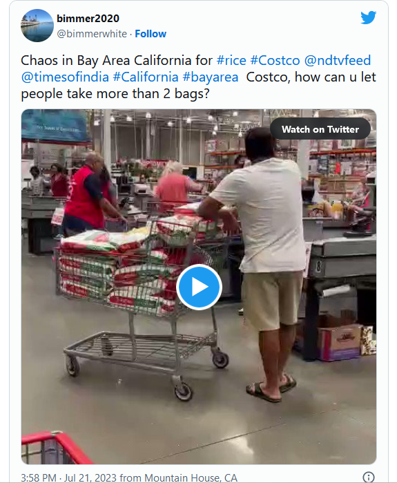 全美各大城市的印度裔几乎同一时间排起了长队或恐慌性地购买大米