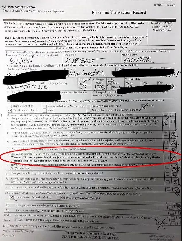 韦斯此举是对总统之子枪支和税务犯罪调查的重大升级