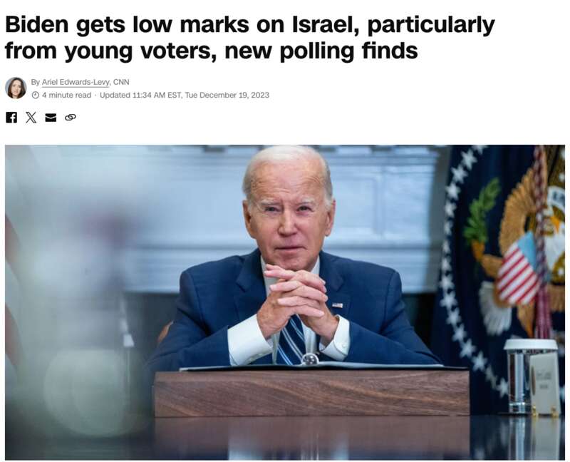 近四分之三的人不赞成拜登处理以色列-哈马斯战争的方式