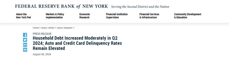 美国家庭债务增至创纪录水平