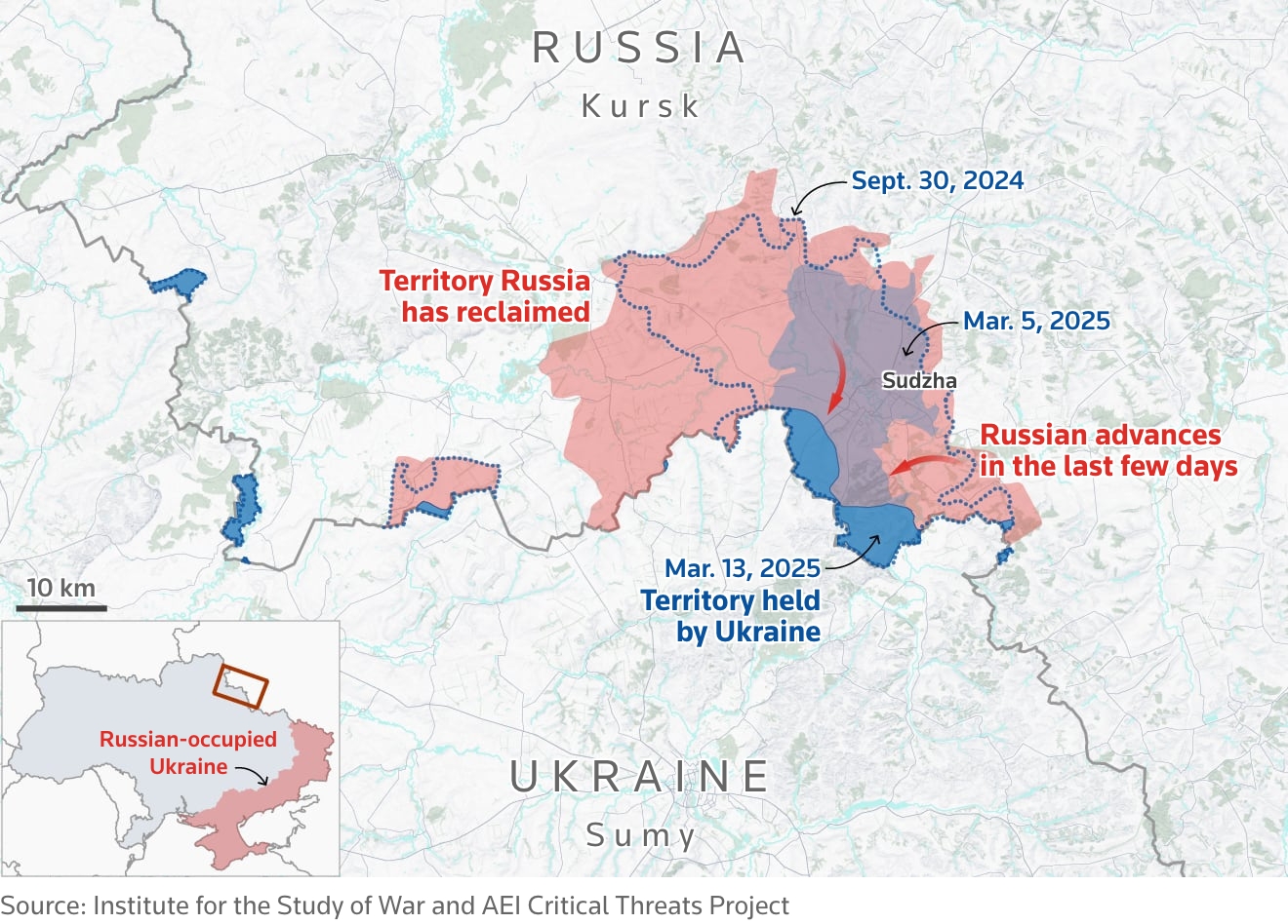 俄罗斯军队收复了乌克兰占领的大部分领土 俄罗斯军队收复了乌克兰占领的大部分领土